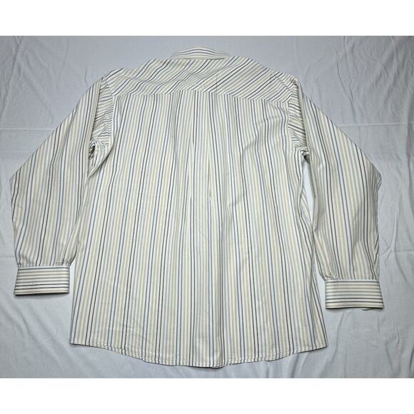 Ariat Men's Cream Blue Yellow Striped Long Sleeve Button Up Shirt - Size L - Picture 2 of 5